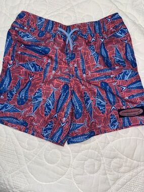 Vineyard Vines kids Fish-Print Swim Trunks.